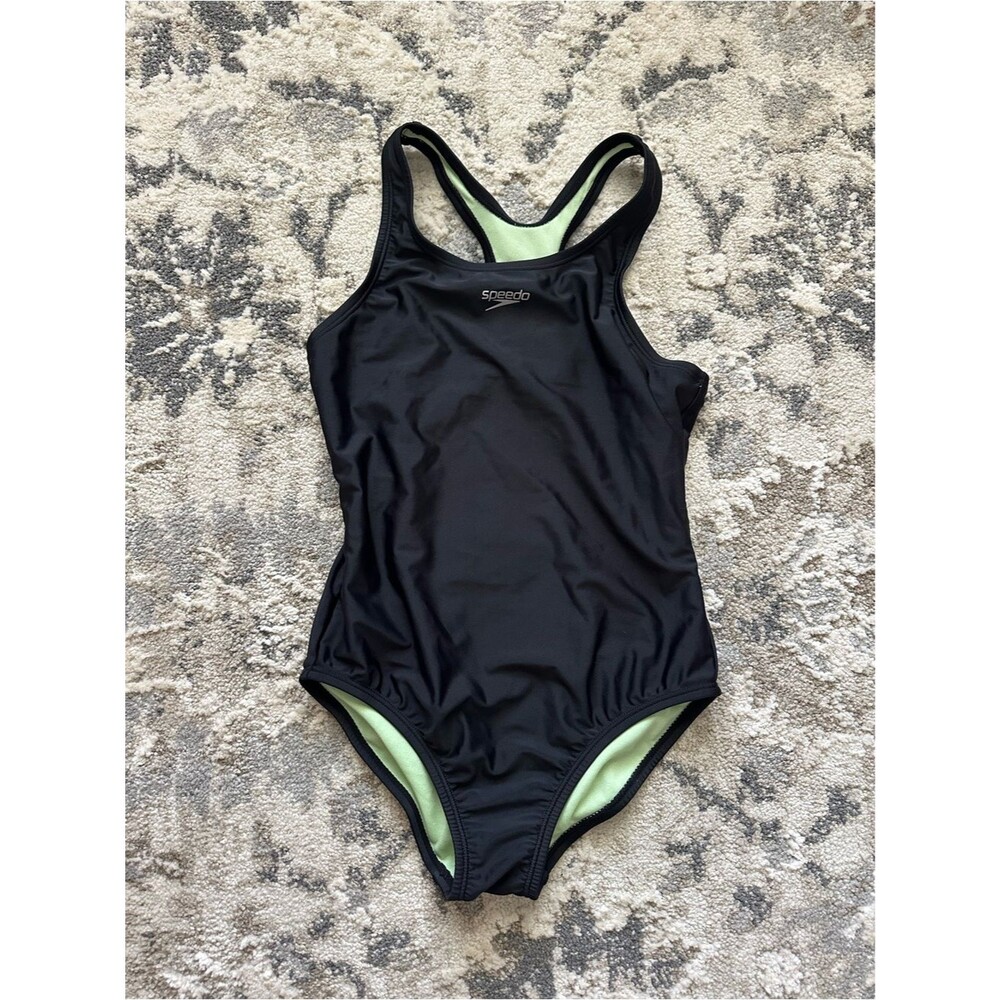 Speedo Black One-Piece Swimsuit with Mint Lining 10